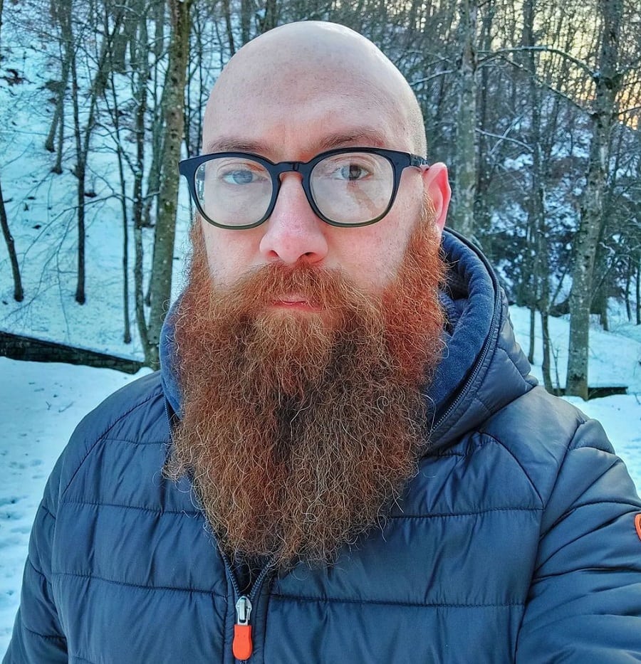 red beard for bald men with glasses