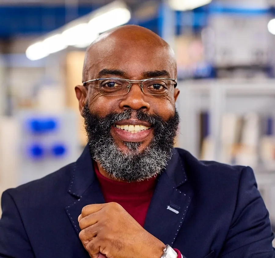 salt and pepper beard for black bald men