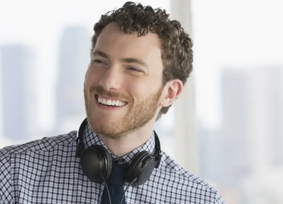 short curly hair with beard