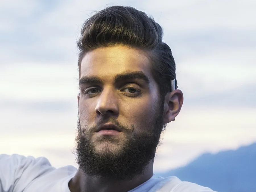 vintage pompadour hairstyle with beard