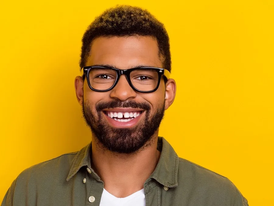 afro crew cut with beard