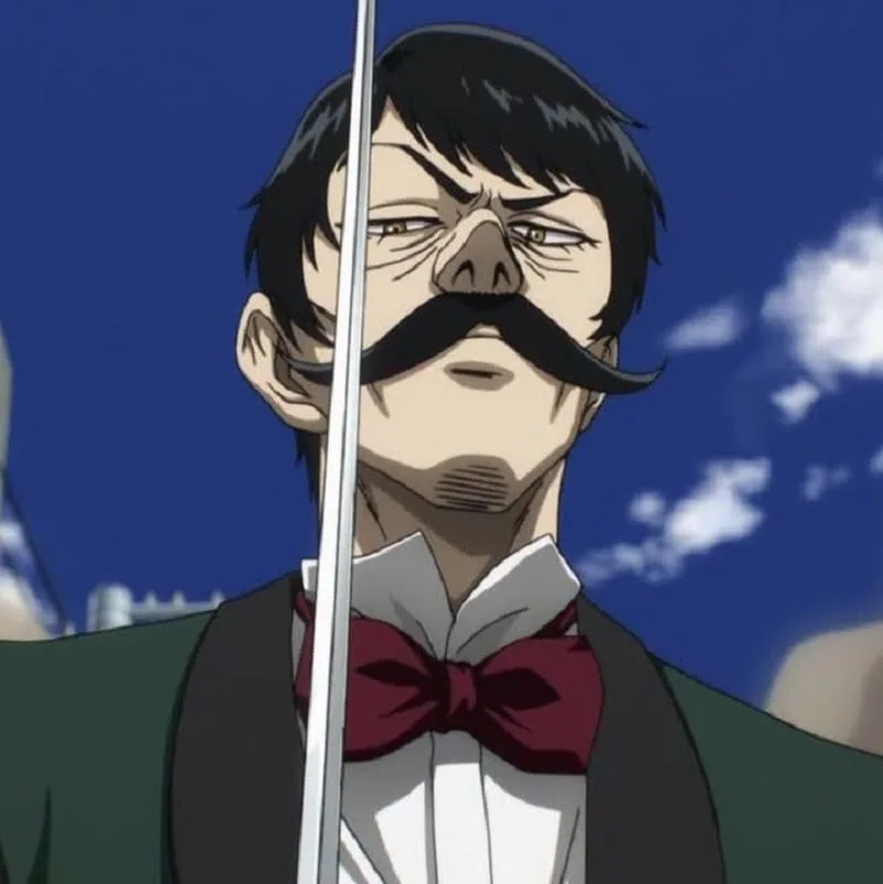 anime character Spring Mustachio with handlebar mustache