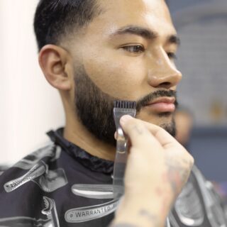 applying hair dye on beard