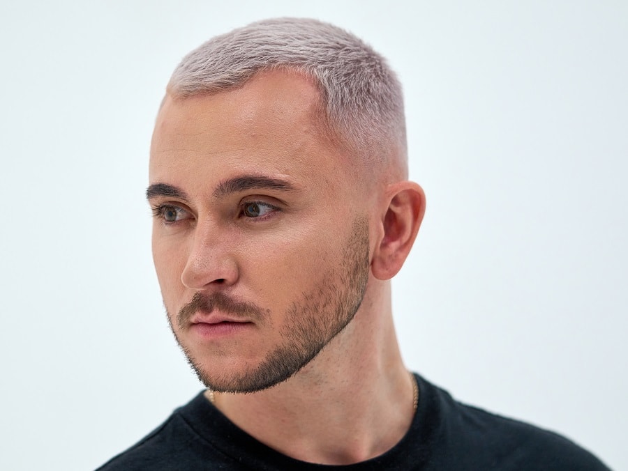 bald taper fade for blonde hair with beard