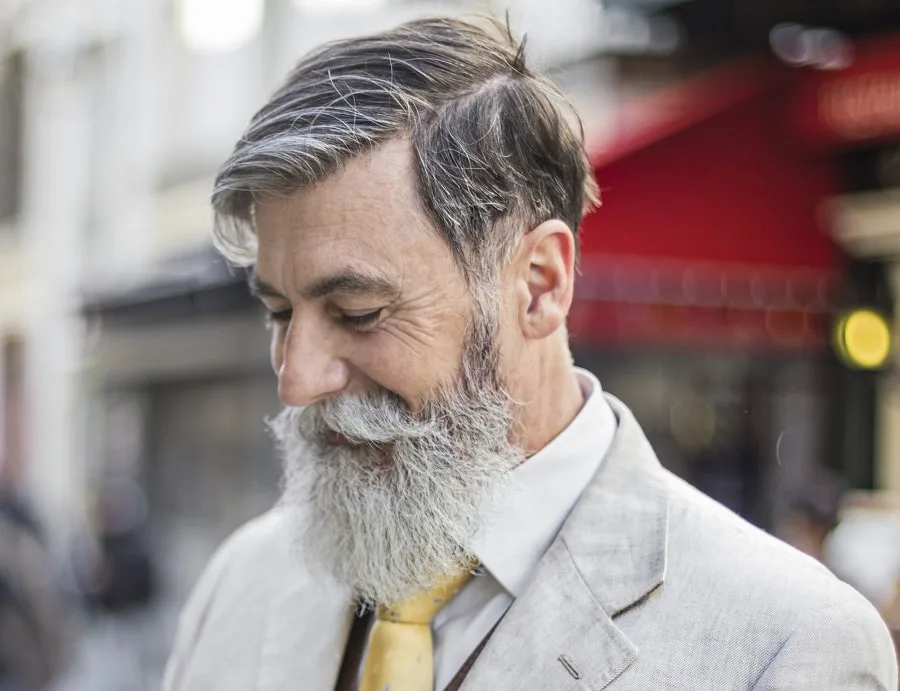 business haircut with grey beard