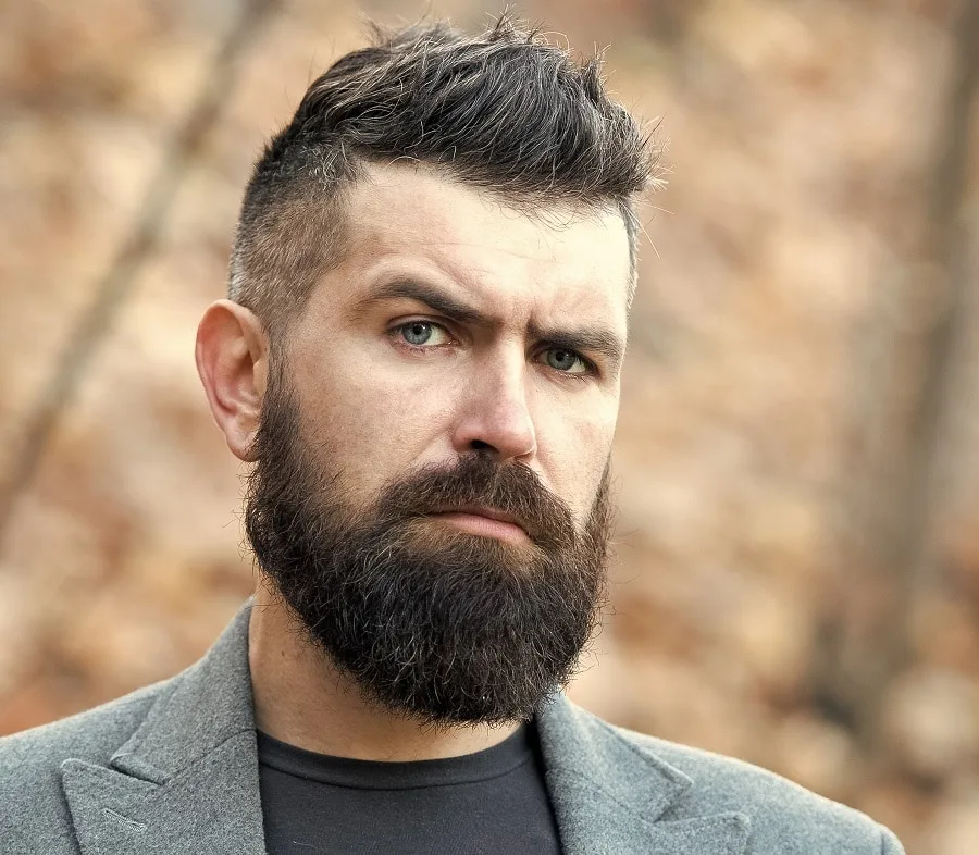 business haircut with thick beard