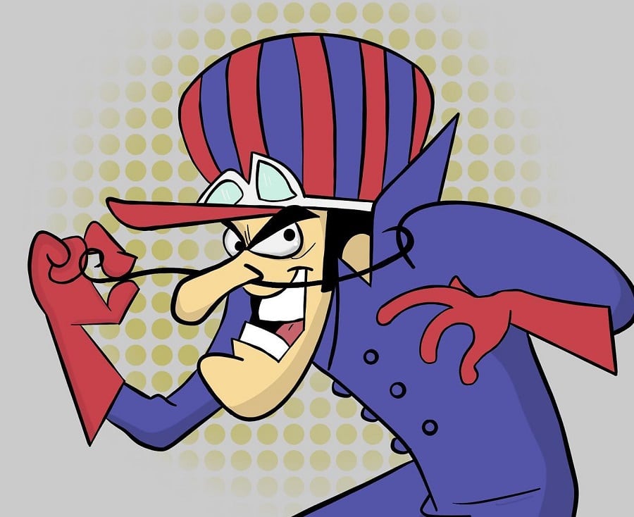 cartoon character Dick Dastardly with handlebar mustache