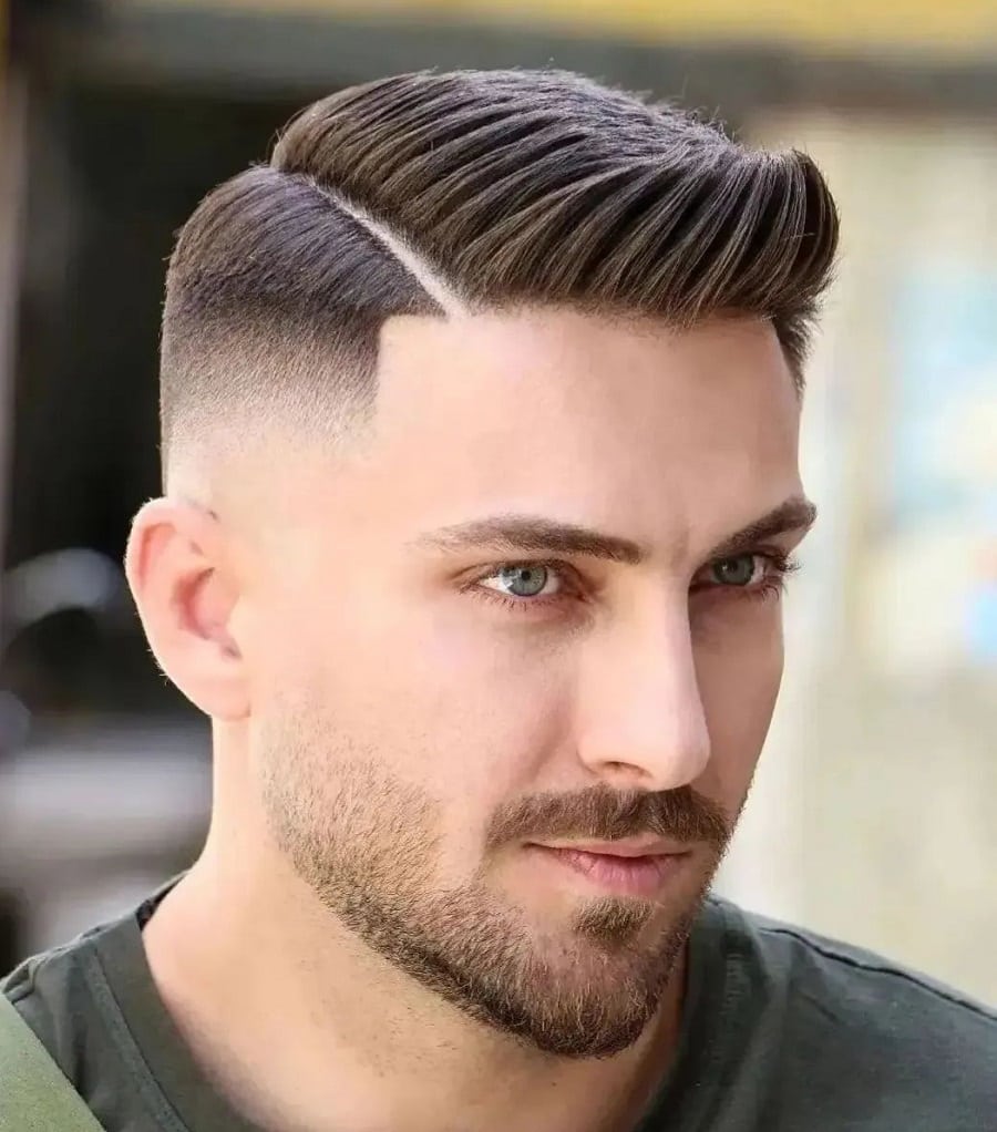 comb over bald fade with beard