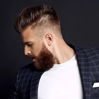 comb over fade with beard