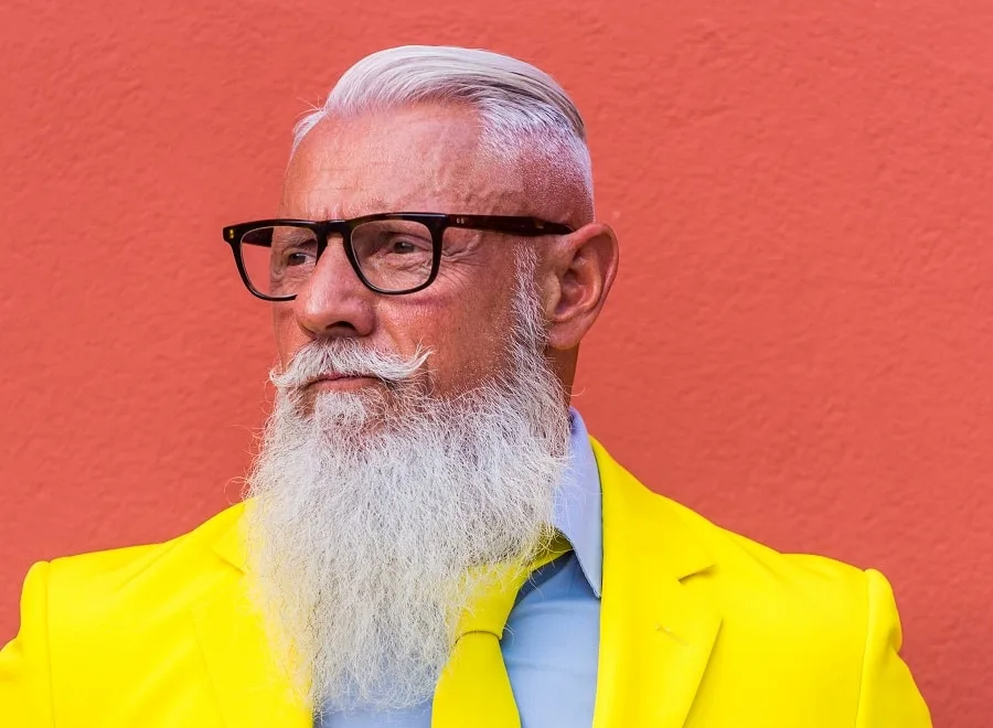 comb over fade with long beard