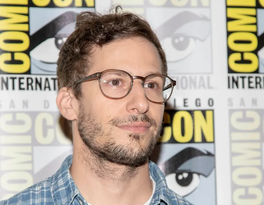 comedian Andy Samberg with patchy beard