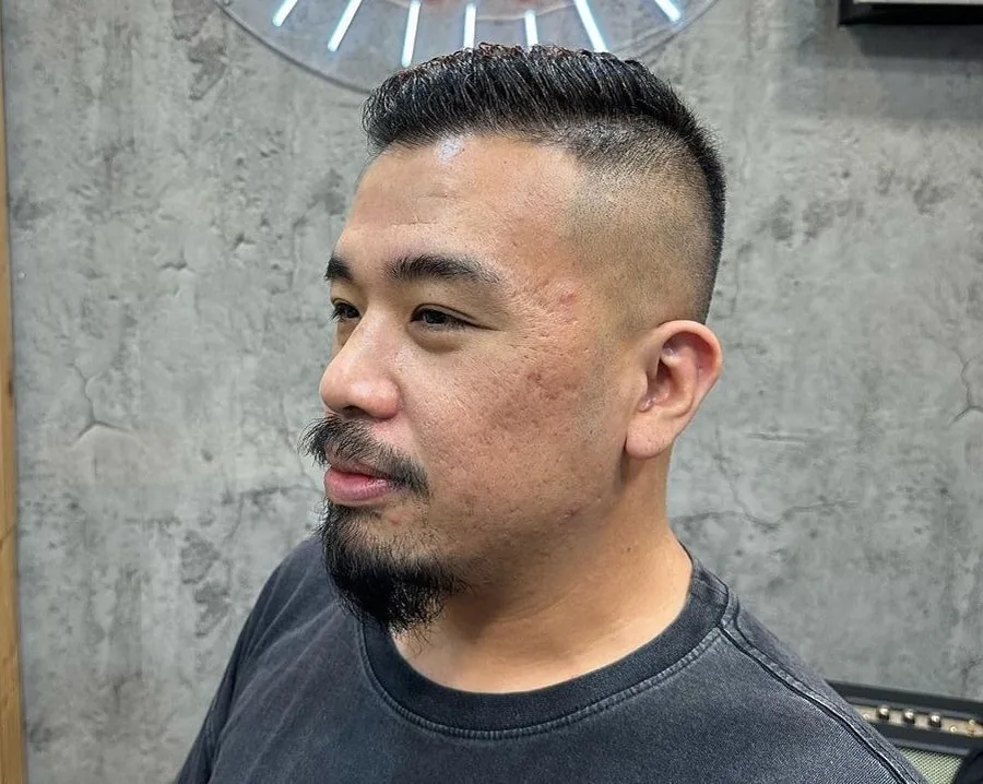 crew cut with beard for Asian men