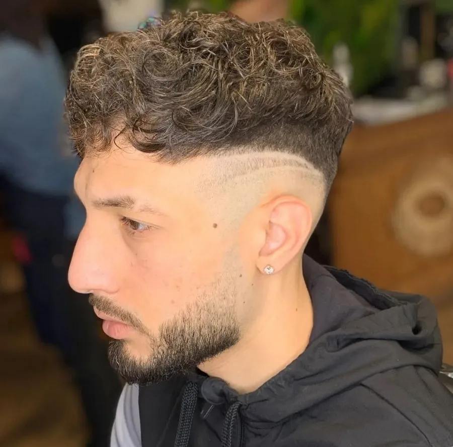 curly taper bald fade beard