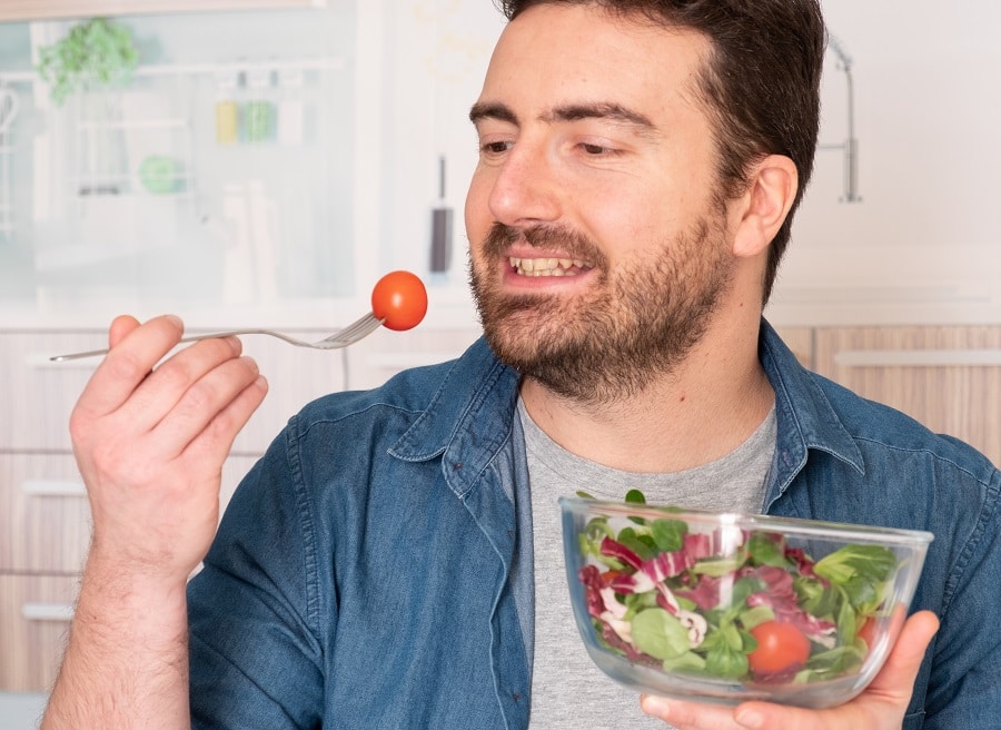 eating healthy food  for faster mustache growth