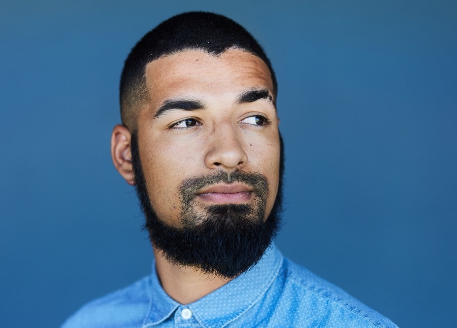 high and tight fade haircut with beard