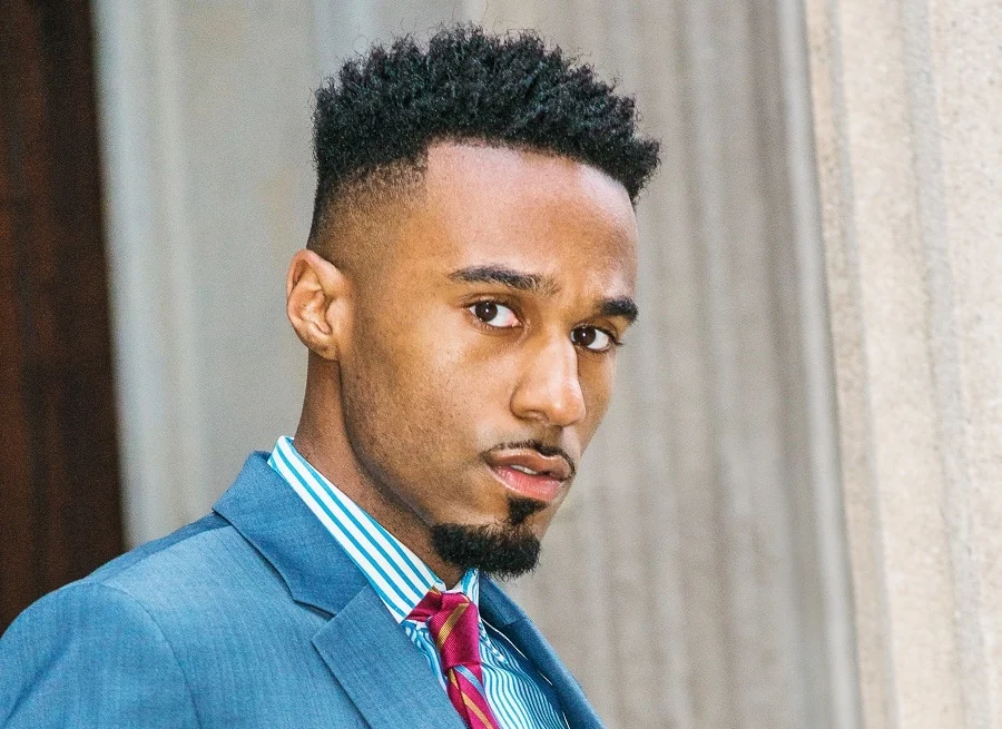 high and tight haircut for black men with goatee beard