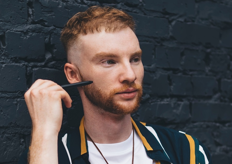 high and tight haircut with ginger beard