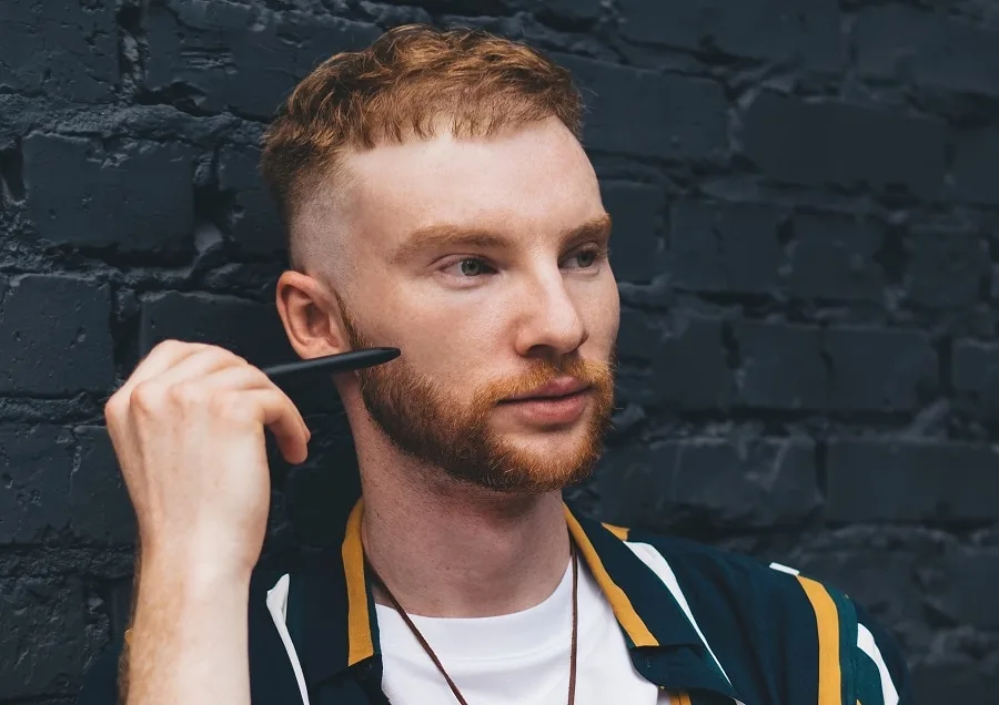 high and tight haircut with ginger beard