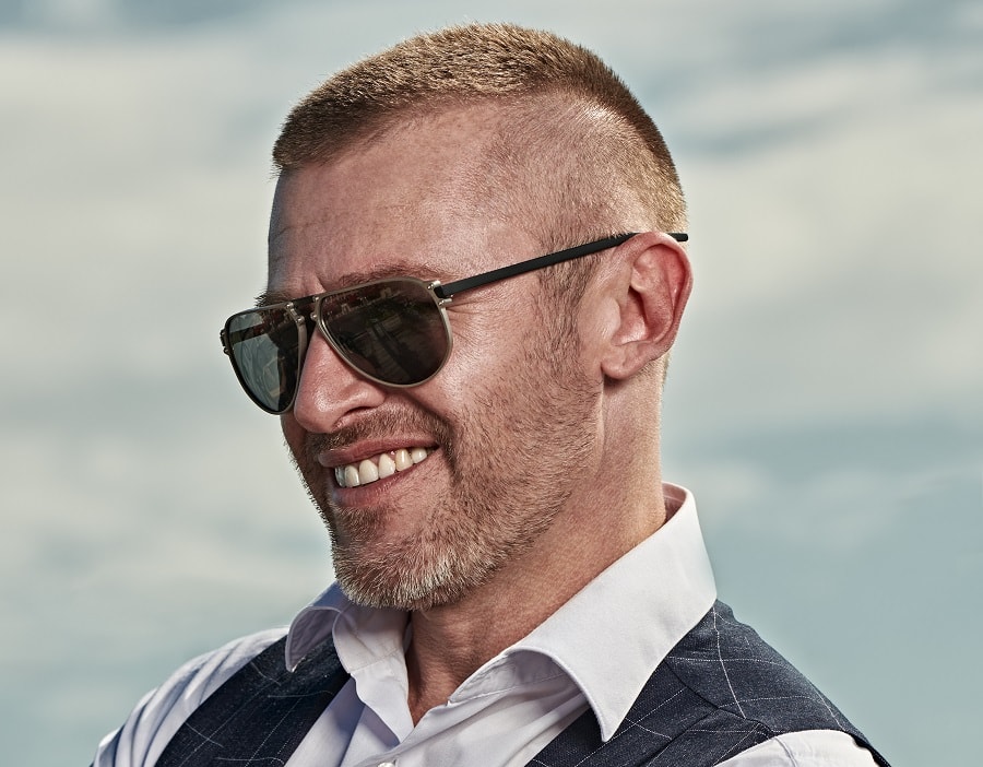high and tight haircut with stubble beard