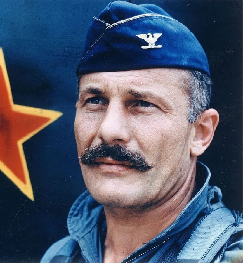 iconic character Robin Olds with handlebar mustache