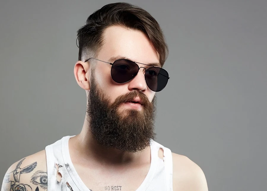 long comb over fade with beard