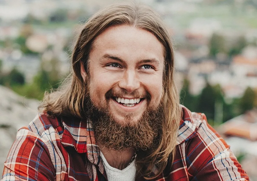 long goatee with short beard for long hair