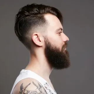 low fade haircut with beard