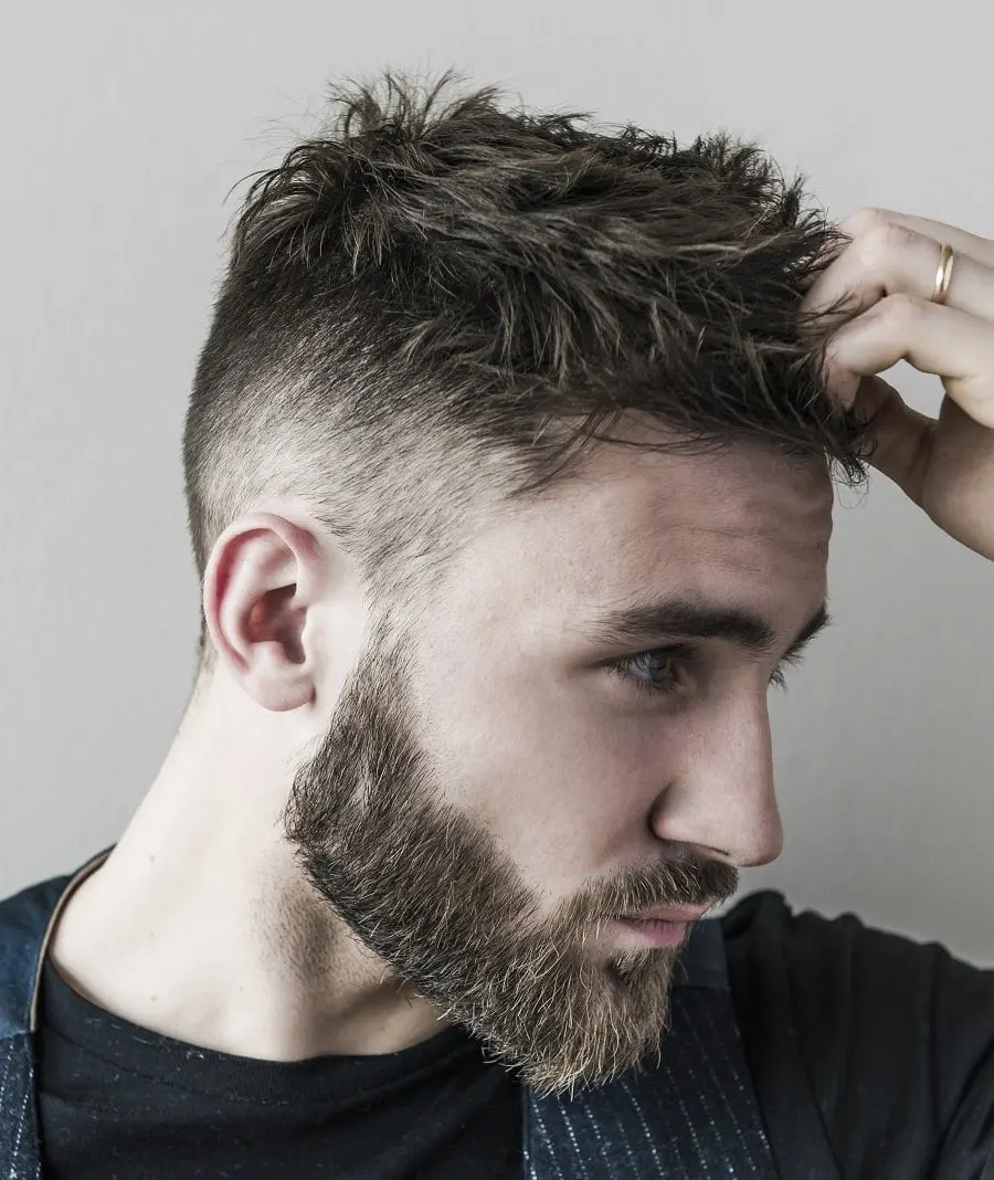 mid fade haircut with beard