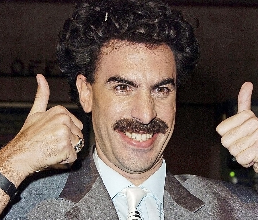 movie character Borat with mustache