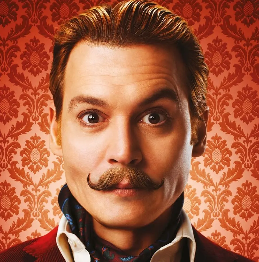 movie character Charlie Mortdecai handlebar mustache style