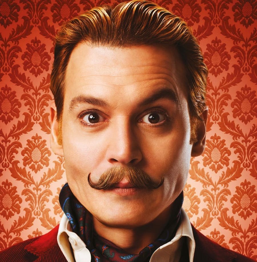 movie character Charlie Mortdecai with handlebar mustache