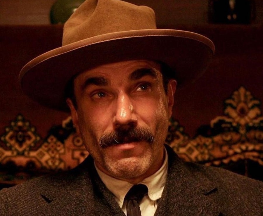movie character Daniel Plainview with chevron mustache
