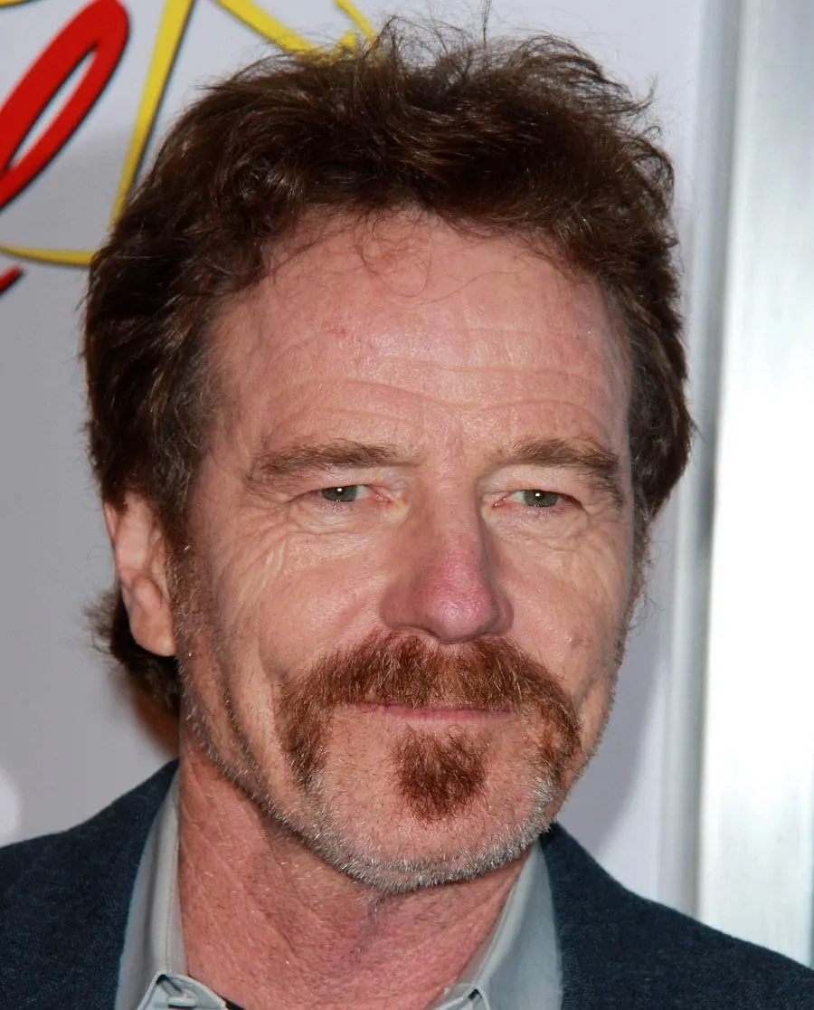 old actor Bryan Cranston with horseshoe mustache