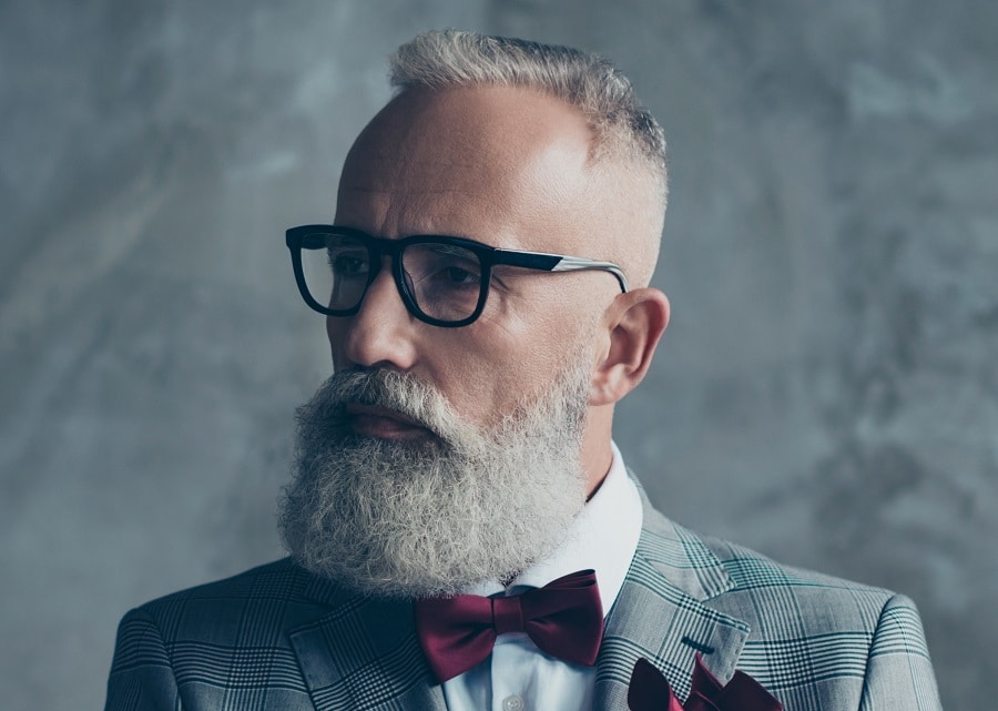 older men's high and tight haircut with grey beard