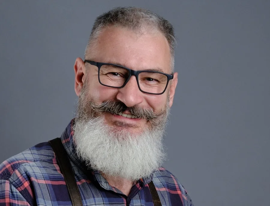 older men's short hair with long beard