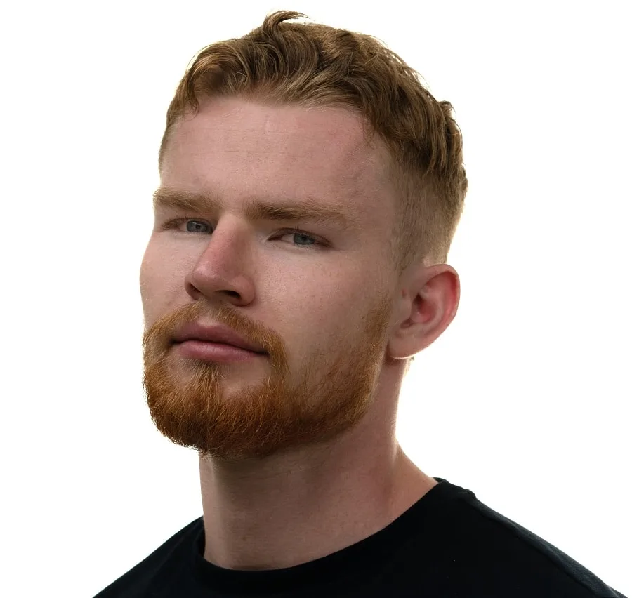 redhead guy crew cut with beard