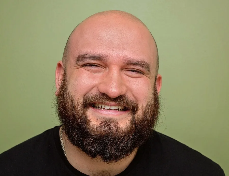 rounded beard style for bald men