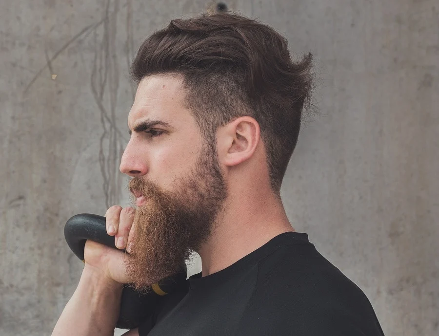 short hair undercut with long beard