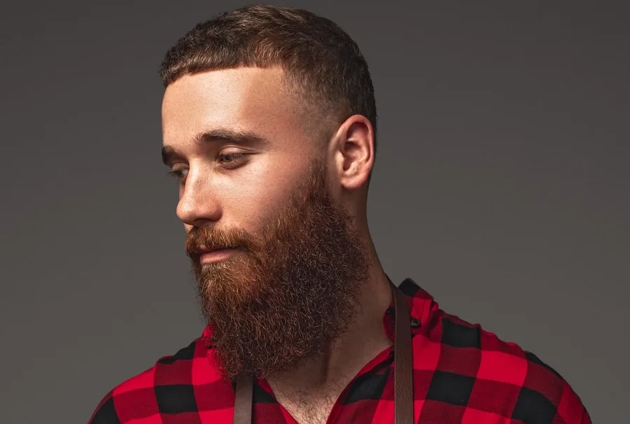 short hair with fade and long beard