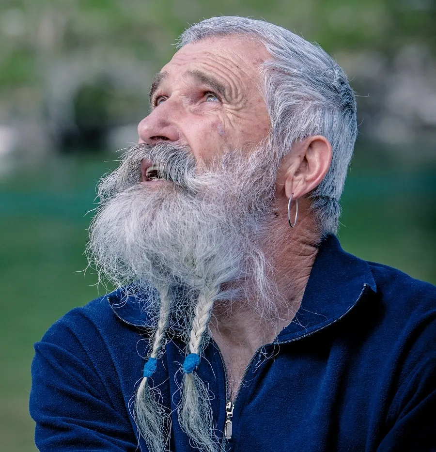 short hair with long braided beard