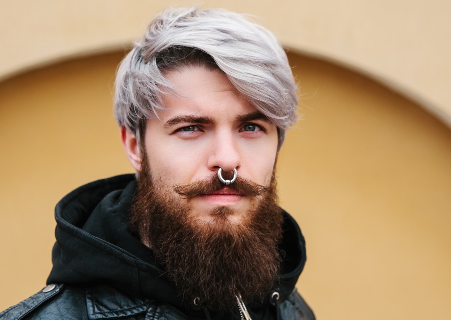 short silver hair with long hipster beard