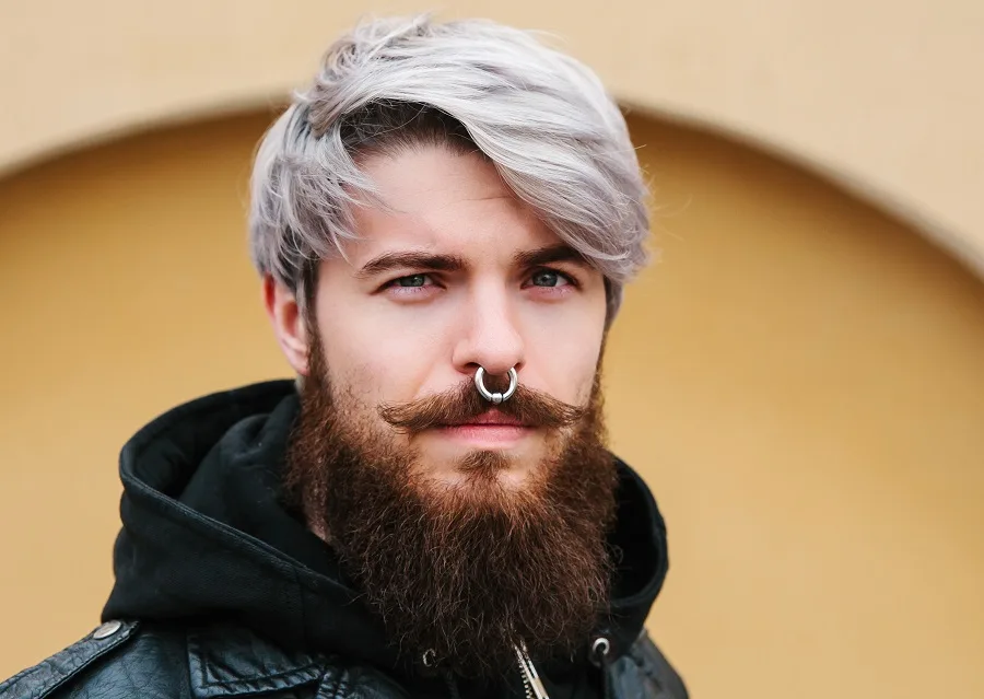 short silver hair with long hipster beard