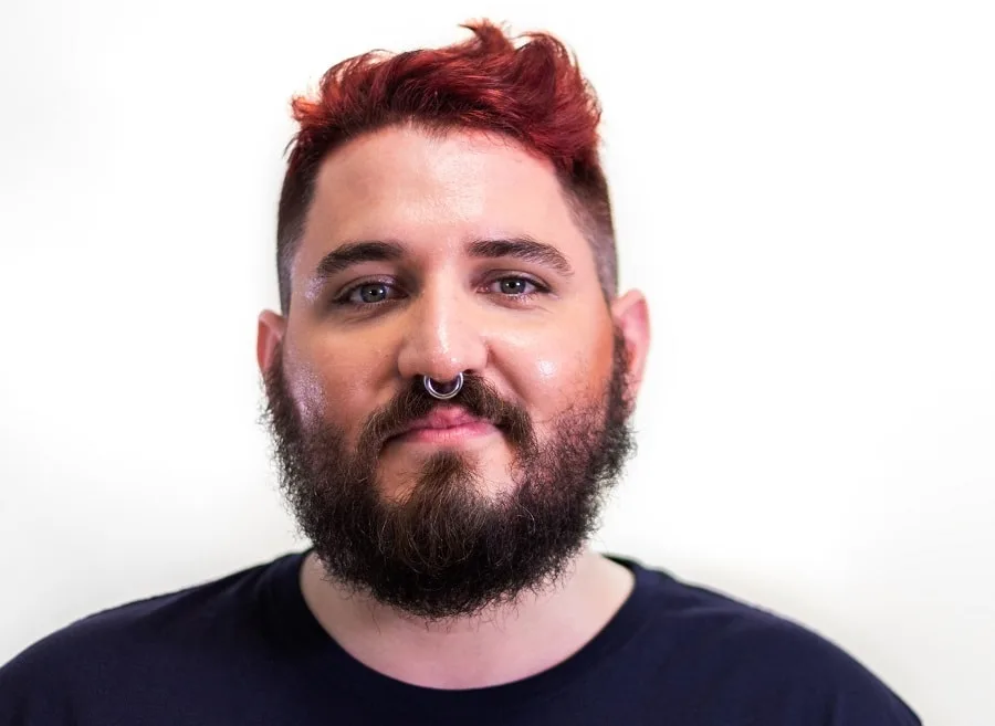 side swept crew cut with hipster beard