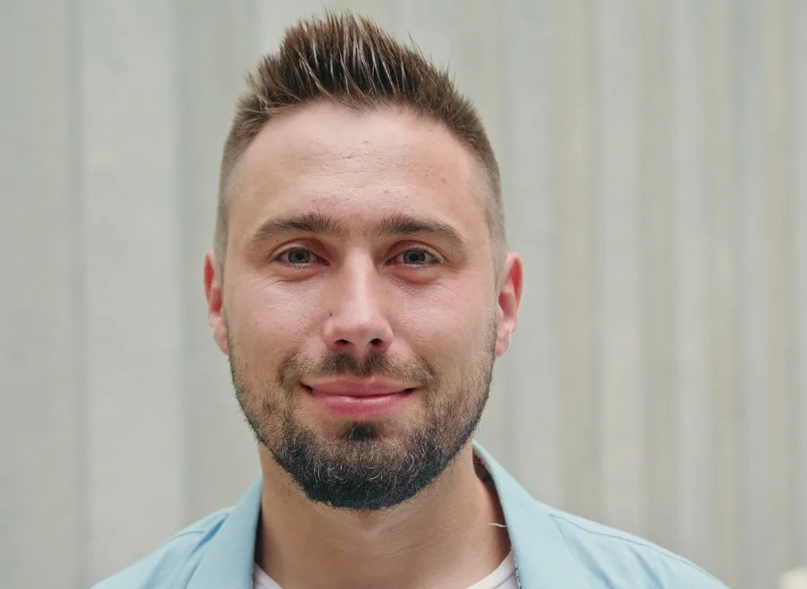 spiky crew cut with beard