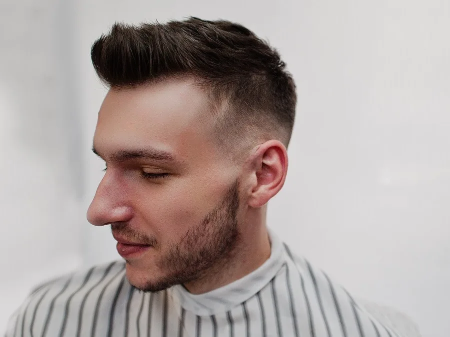 taper fade haircut with short beard