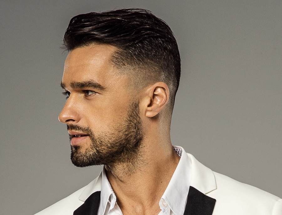 taper fade haircut with stubble beard