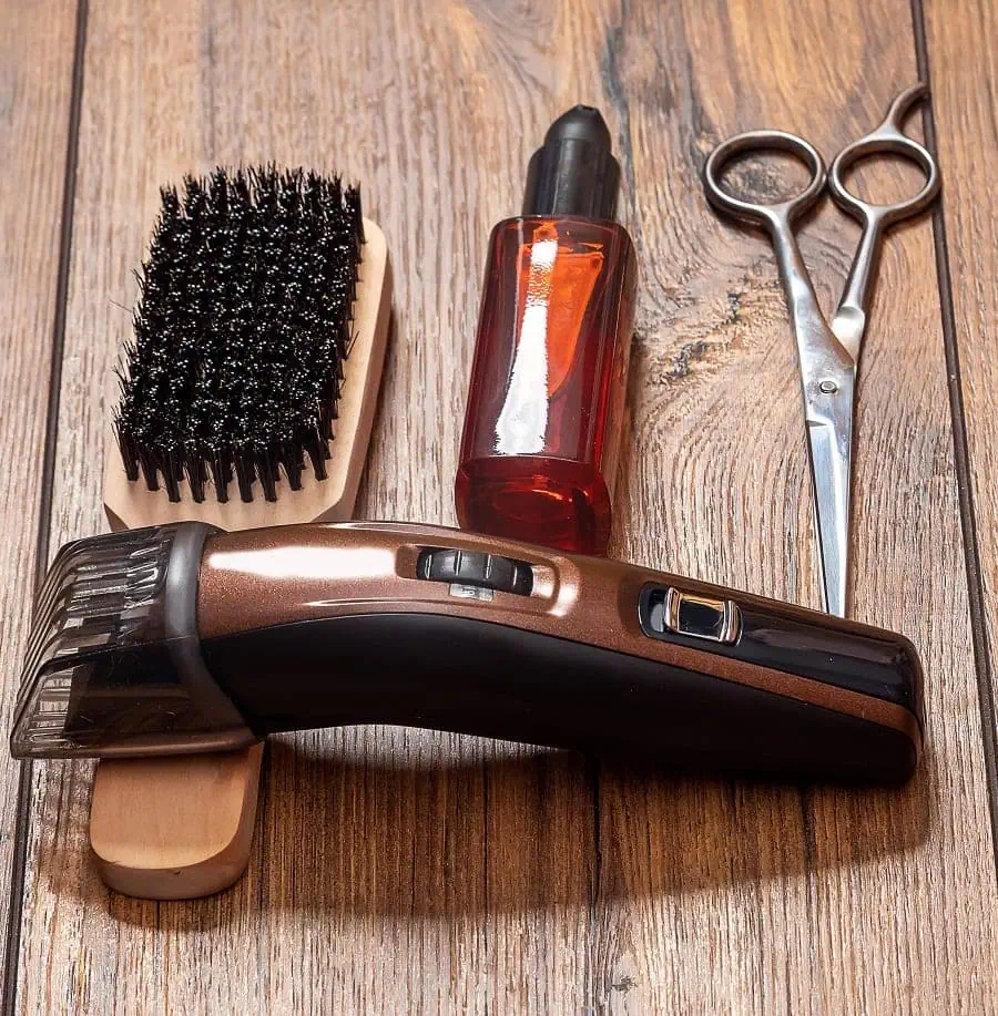 Clipper Boar-Bristle Brush Beard Oil Scissors Grooming Kit