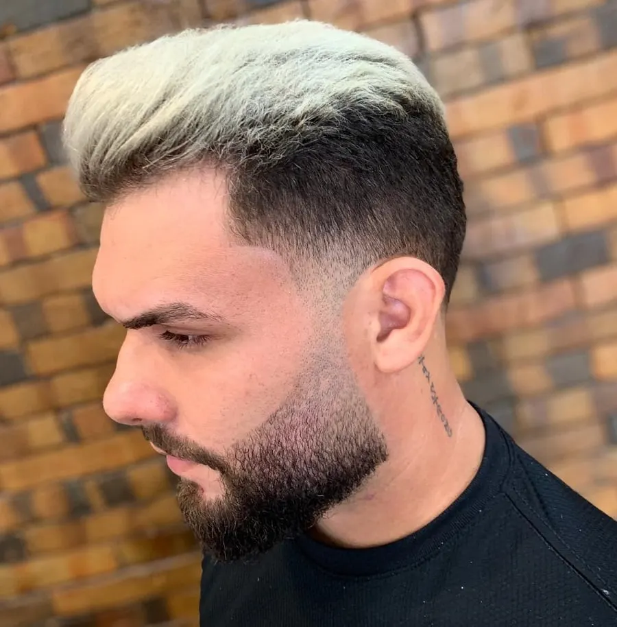 two tone taper fade haircut with beard