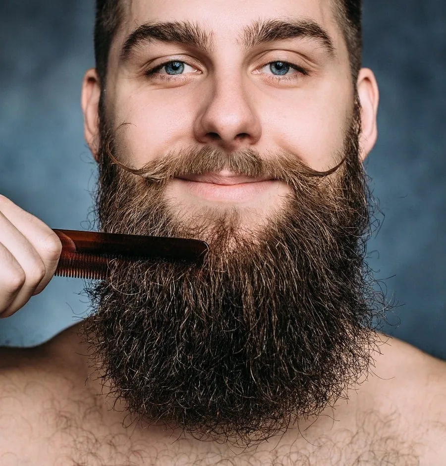 Dense Long Full Beard Handlebar Mustache Beard Comb