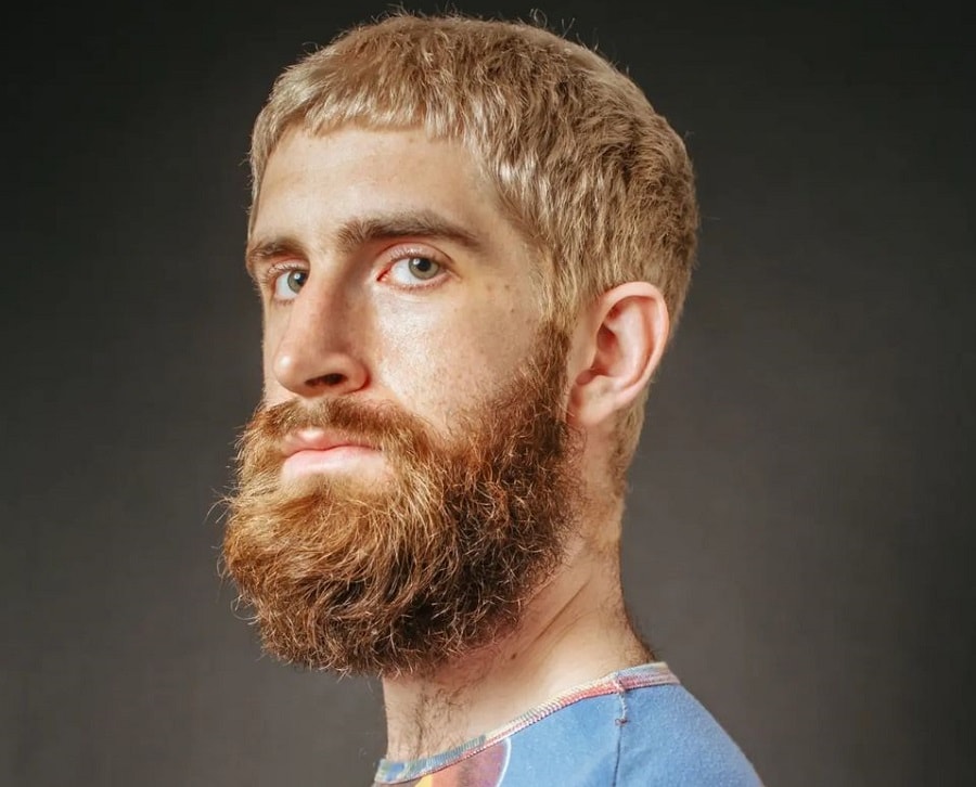 blonde caesar cut with thick red beard